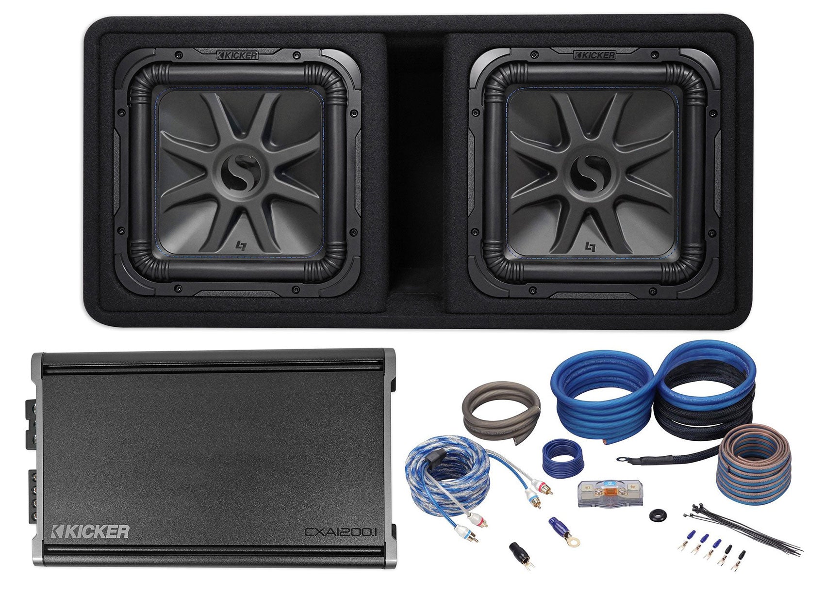 Kicker 44DL7S122 Dual 12" 3000w L7 Solo-Baric L7S Loaded Sub Enclosure+CXA Amp