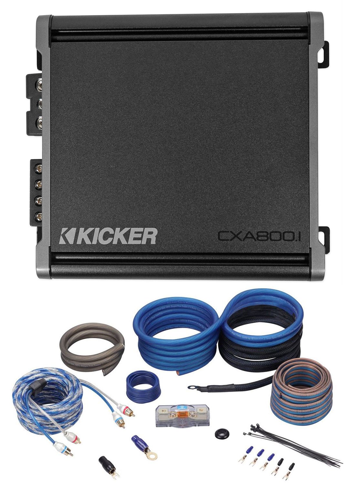 KICKER 46CXA8001 CXA800.1 800 Watt Mono Class D Car Audio Amplifier+Amp Kit