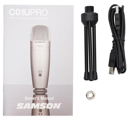 Samson C01U Pro USB Studio Condenser Microphone+Tripod Stand+Curved Pop Filter