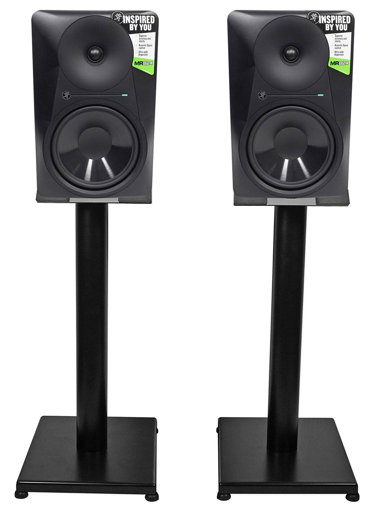 Pair Mackie MR824 8” 85 Watt Powered Active Studio Monitor Speakers+21" Stands
