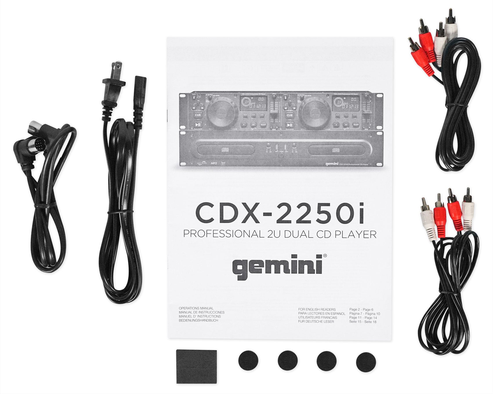 Gemini CDX-2250i DJ Dual Two Deck CD/MP3 Media Player+Adjustable Stand