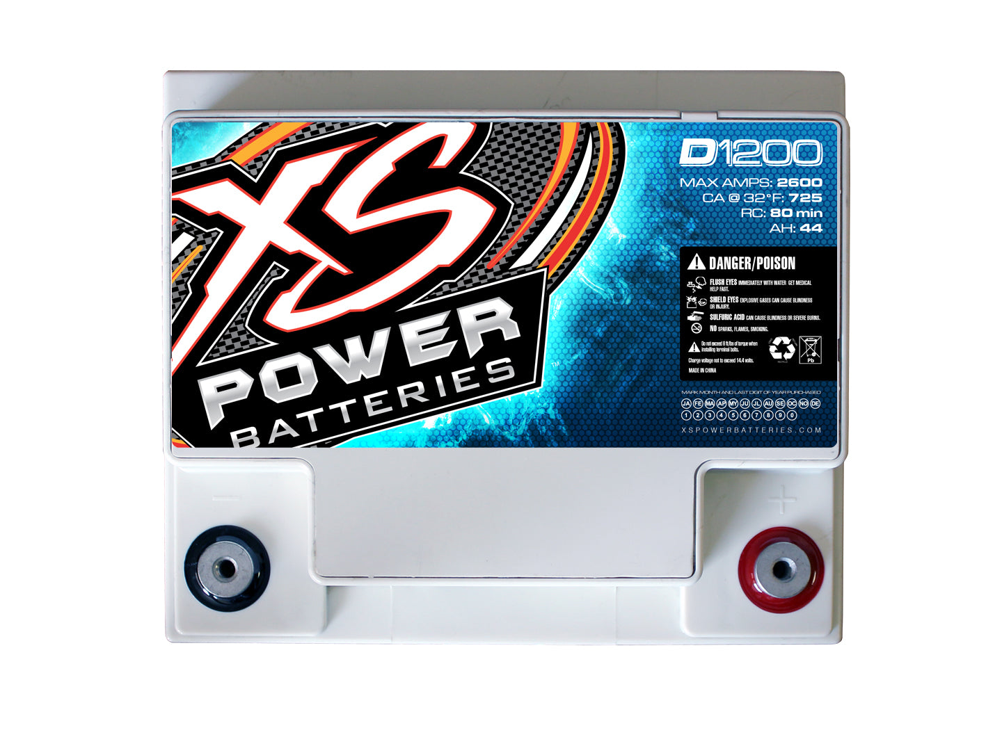 XS Power D1200 2600 Amp Power Cell Car Audio Battery+Hardware+Power/Ground Wires