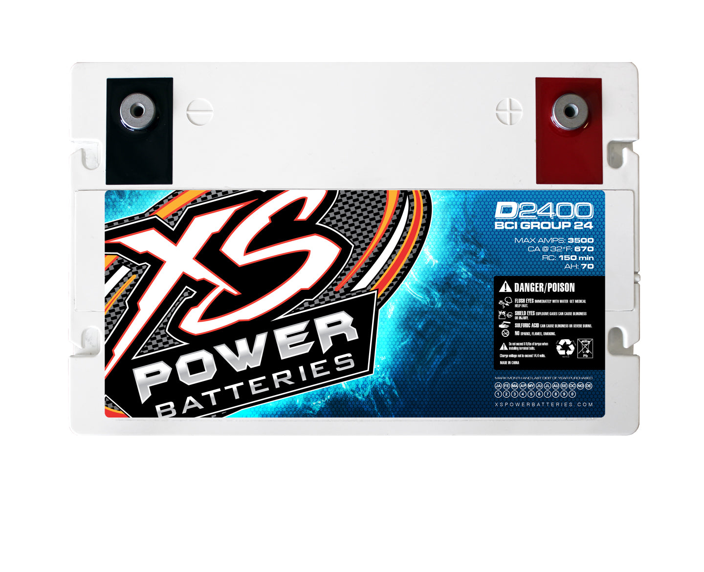 XS Power D2400 3500 Amp Car Audio Battery+Terminal Hardware+Power/Ground Wires