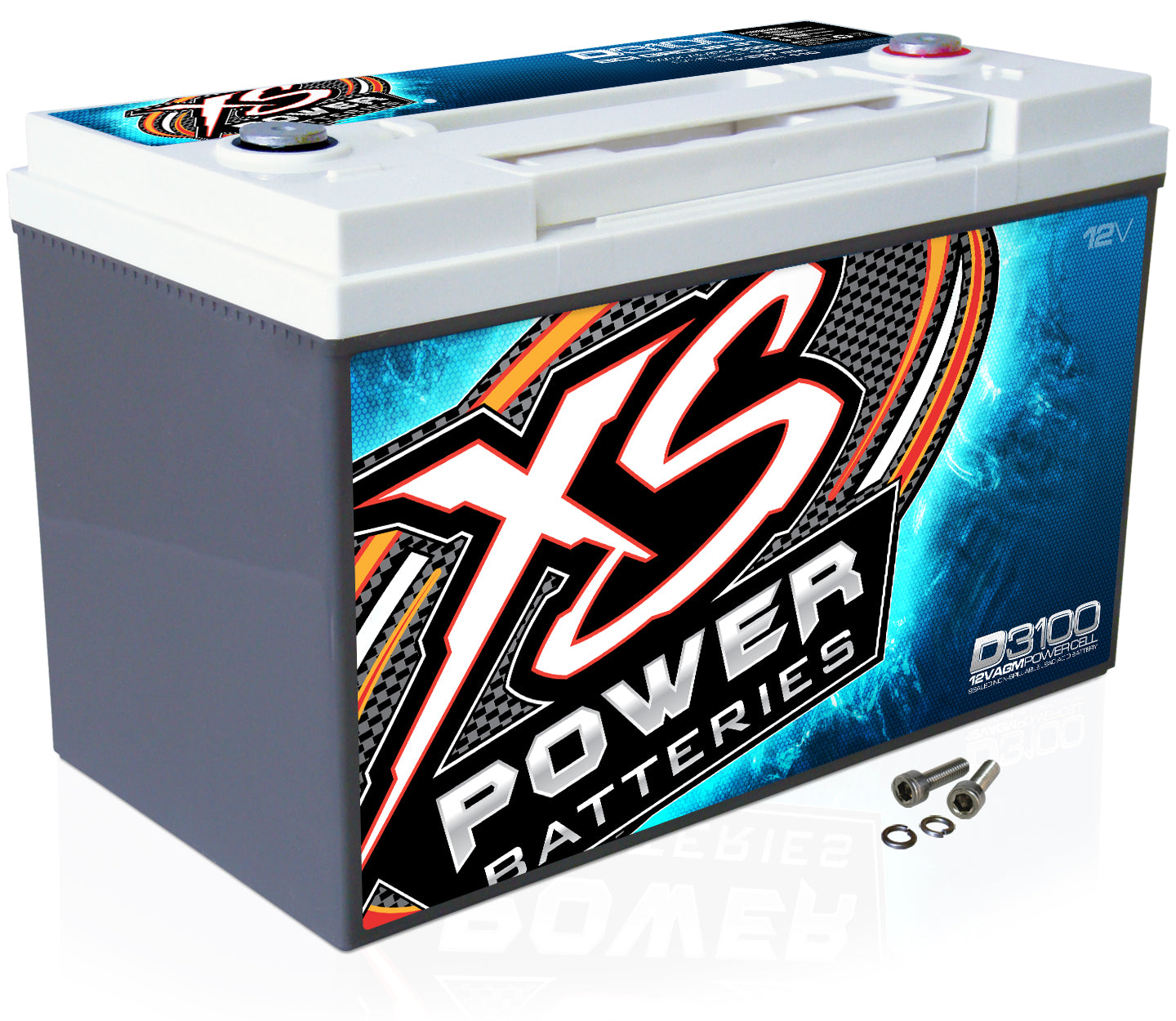 XS Power D3100 5000 Amp Power Cell Car Battery + Hardware + Power/Ground Wires