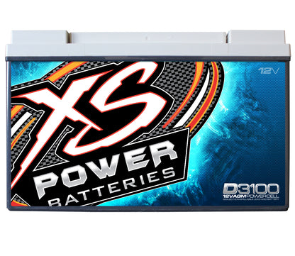 XS Power D3100 5000 Amp Power Cell Car Battery + Hardware + Power/Ground Wires