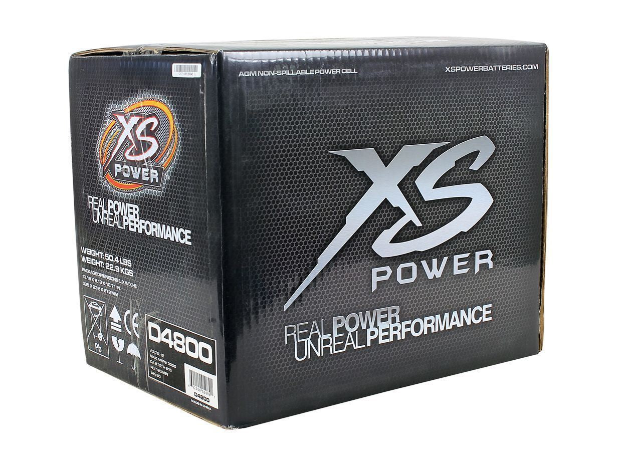 XS Power D4800 3000 Amp 12V Group 48 Car Audio Sealed Battery+Power/Ground Wires
