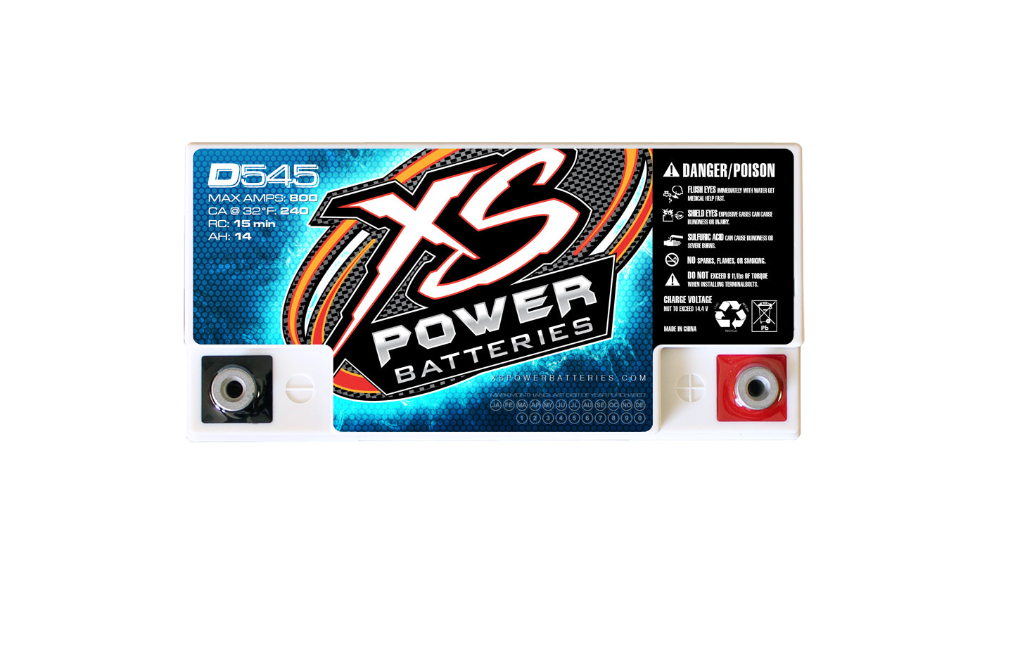 XS Power D545 800 Amp Car Audio Battery + Terminal Hardware + Power/Ground Wires