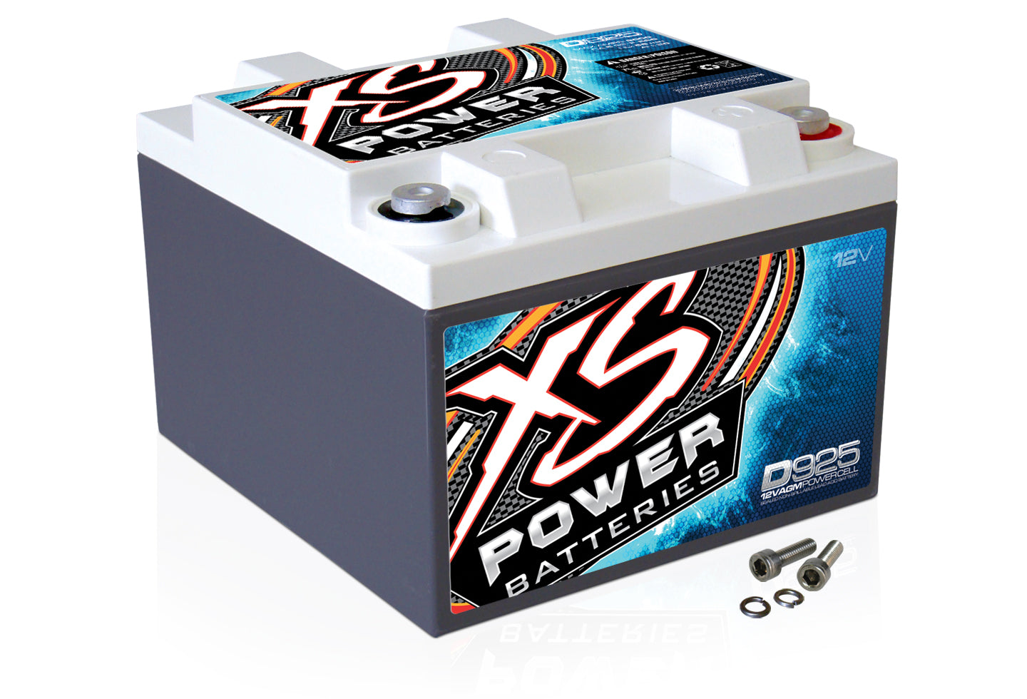 XS Power D925 2000 Amp Car Audio Battery+Terminal Hardware+Power/Ground Wires