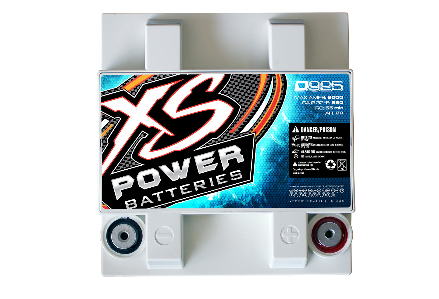 XS Power D925 2000 Amp Car Audio Battery+Terminal Hardware+Power/Ground Wires