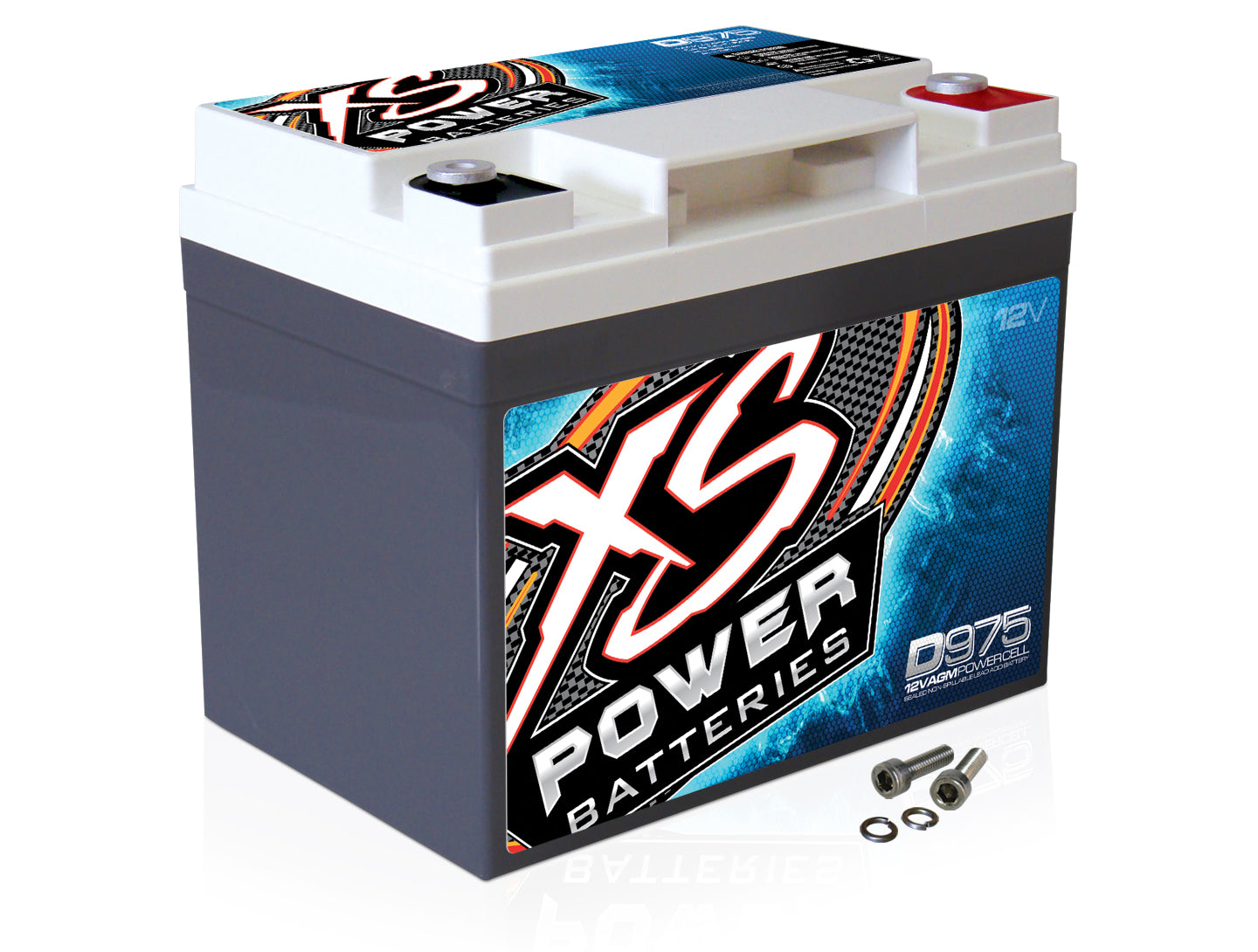 XS Power D975 2100 Amp AGM Power Cell Car Battery+Hardware+Power/Ground Wires
