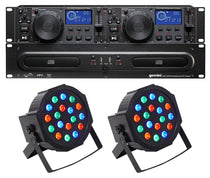 Gemini CDX-2250i DJ Dual Two Deck CD/MP3 Media Player+(2) Par Wash Up-Lights