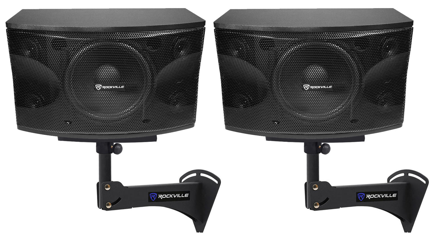 KPS12 12" Karaoke Speakers 2-Pack + Adjustable Wall Mount Brackets Bundle