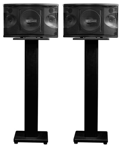 KPS80 8" Karaoke Speakers 2-Pack + Bluetooth Amplifier + Wireless Mic System Bundle