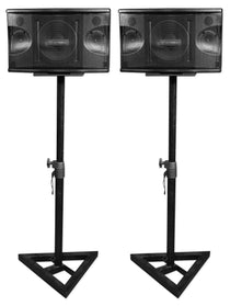 KPS80 8" Karaoke Speakers 2-Pack + Adjustable Studio Monitor Stands Bundle