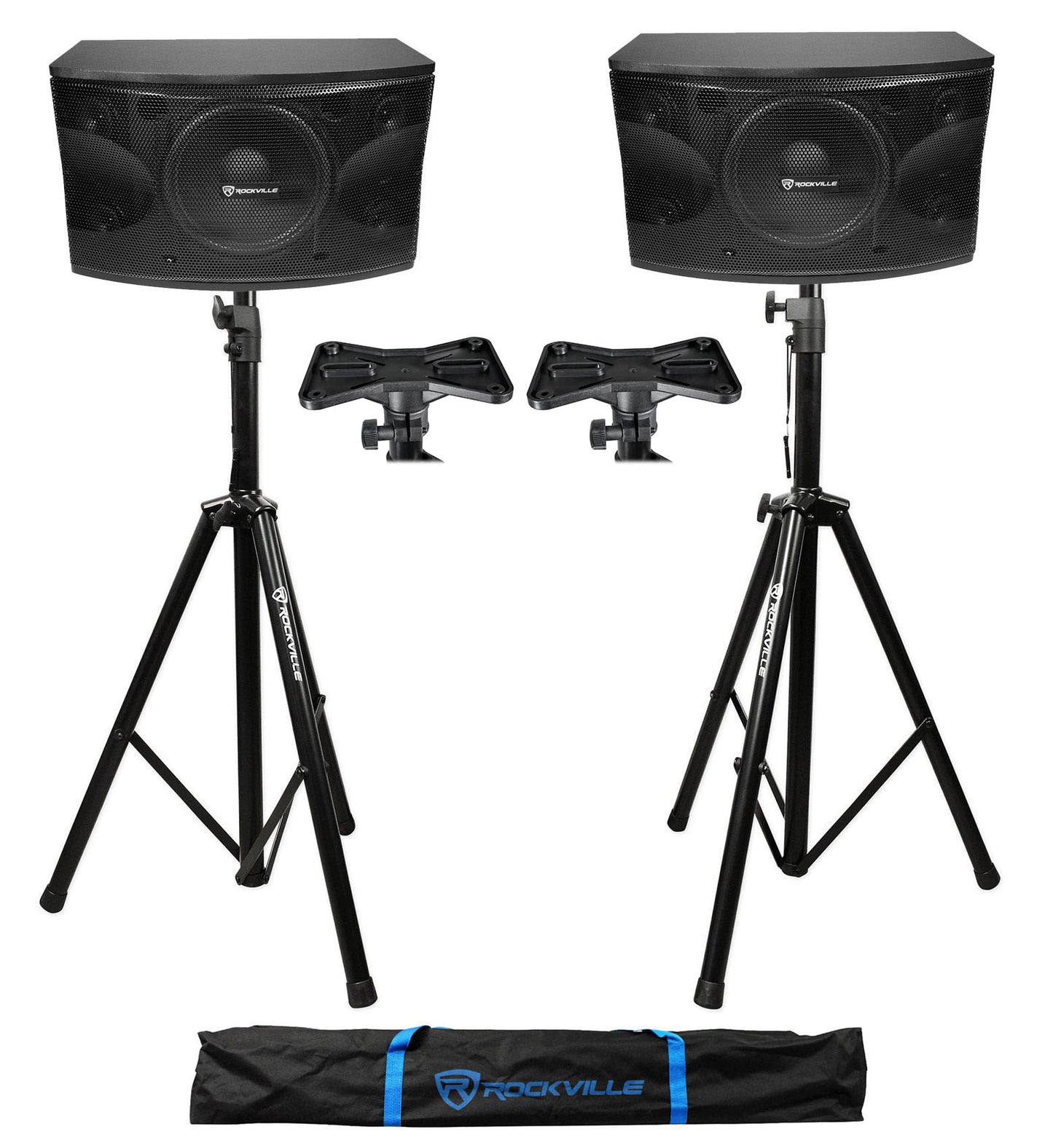 KPS12 12" Karaoke Speakers 2-Pack + Tripod Speaker Stands Bundle