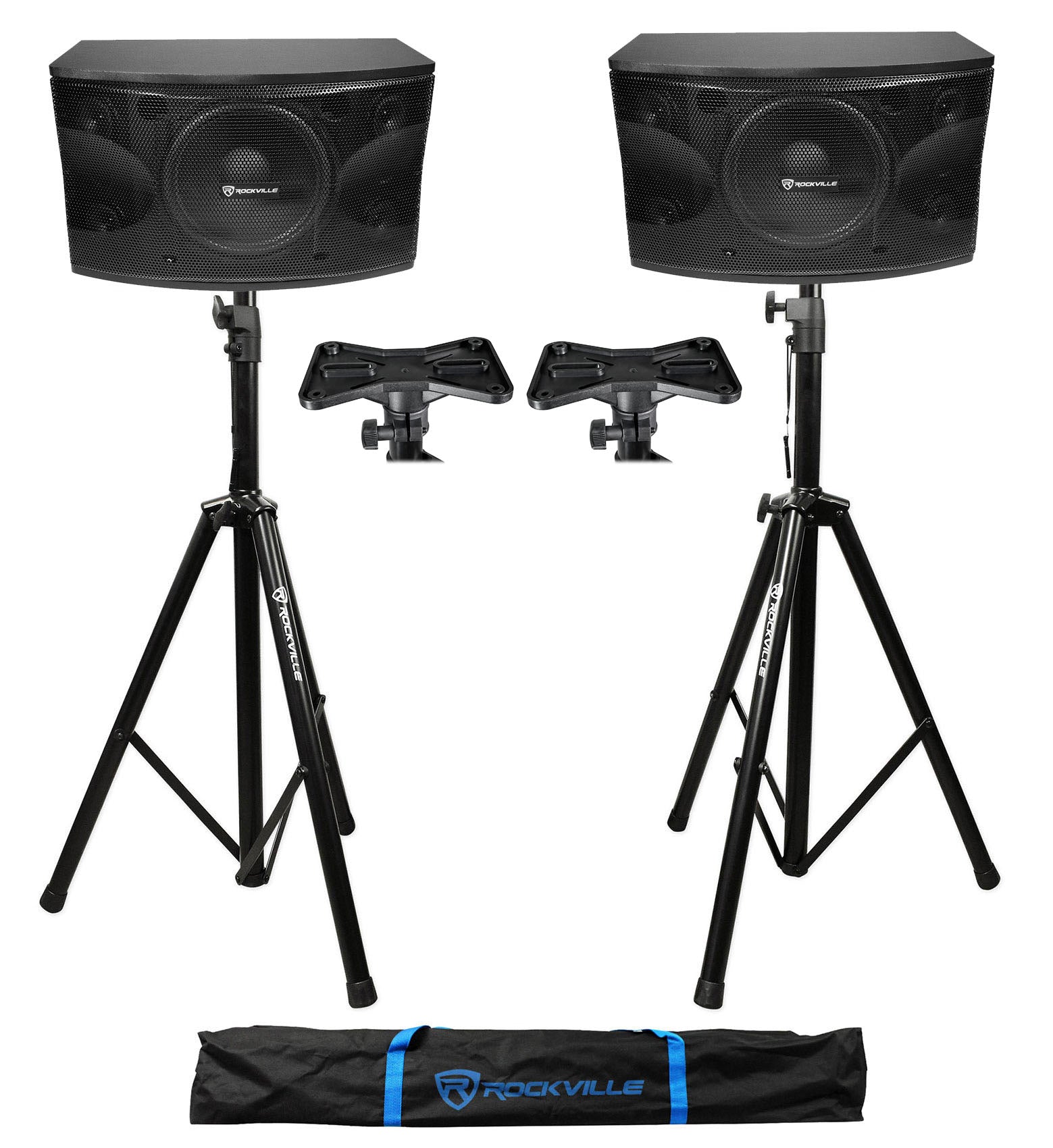 KPS12 12" Karaoke Speakers 2-Pack + Tripod Speaker Stands Bundle