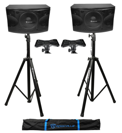 KPS12 12" Karaoke Speakers 2-Pack + Tripod Speaker Stands Bundle