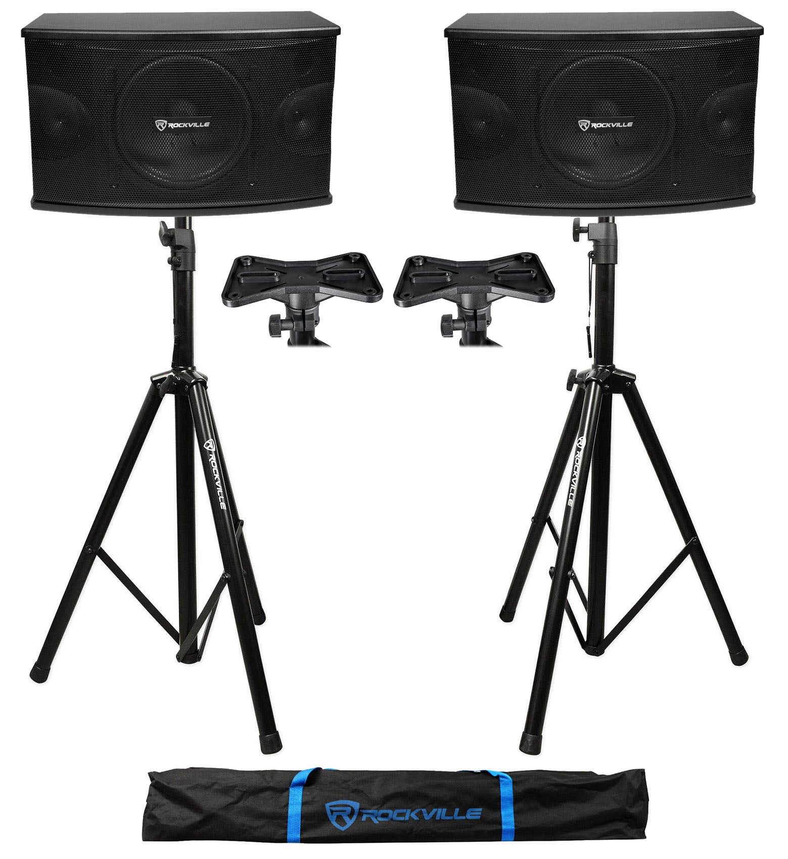 KPS10 10" Karaoke Speakers 2-Pack + Tripod Stands Bundle