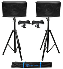 KPS10 10" Karaoke Speakers 2-Pack + Tripod Stands Bundle