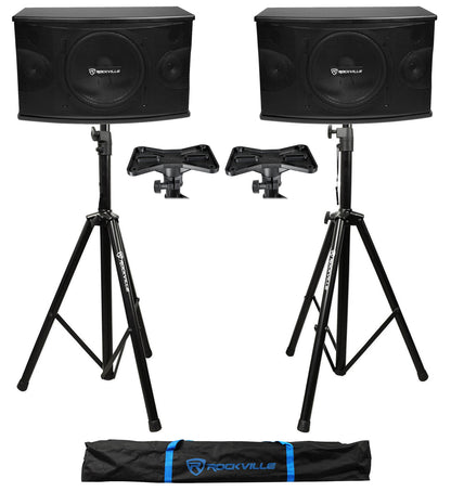 KPS10 10" Karaoke Speakers 2-Pack + Tripod Stands Bundle