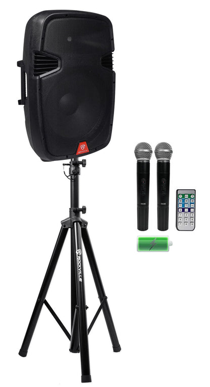 RAM15BT Rechargeable PA Speaker + RVES05 Speaker Stand Bundle