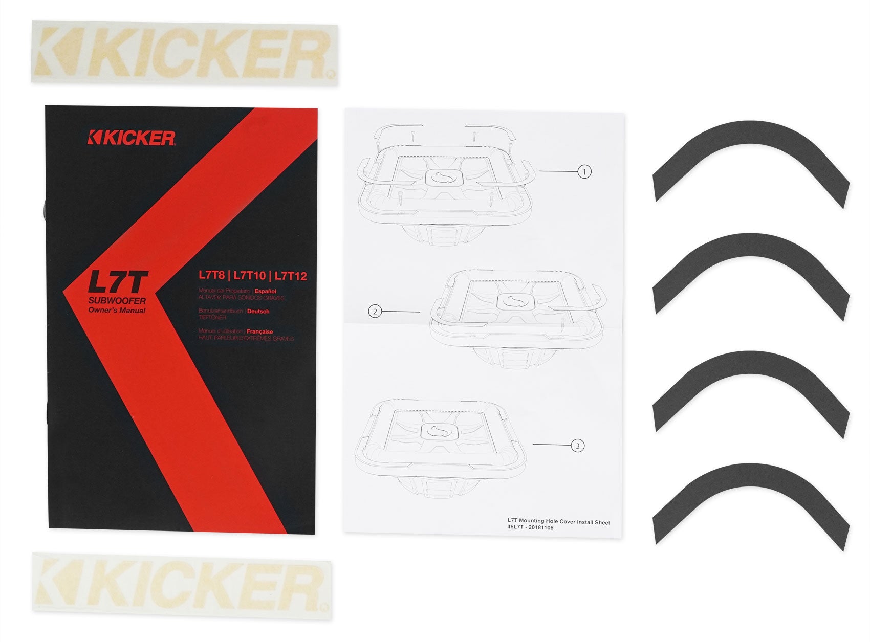 2 KICKER 46L7T124 12" 1200w L7T Subwoofers Solo-Baric Sub+Mono Amplifier+Amp Kit