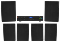 JBL Commercial Amplifier+(6) Slim Black Wall Speakers for Restaurant/Bar/Cafe