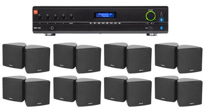 JBL Commercial Amplifier+(16) 3.5" Black Cube Speakers for Restaurant/Bar/Cafe