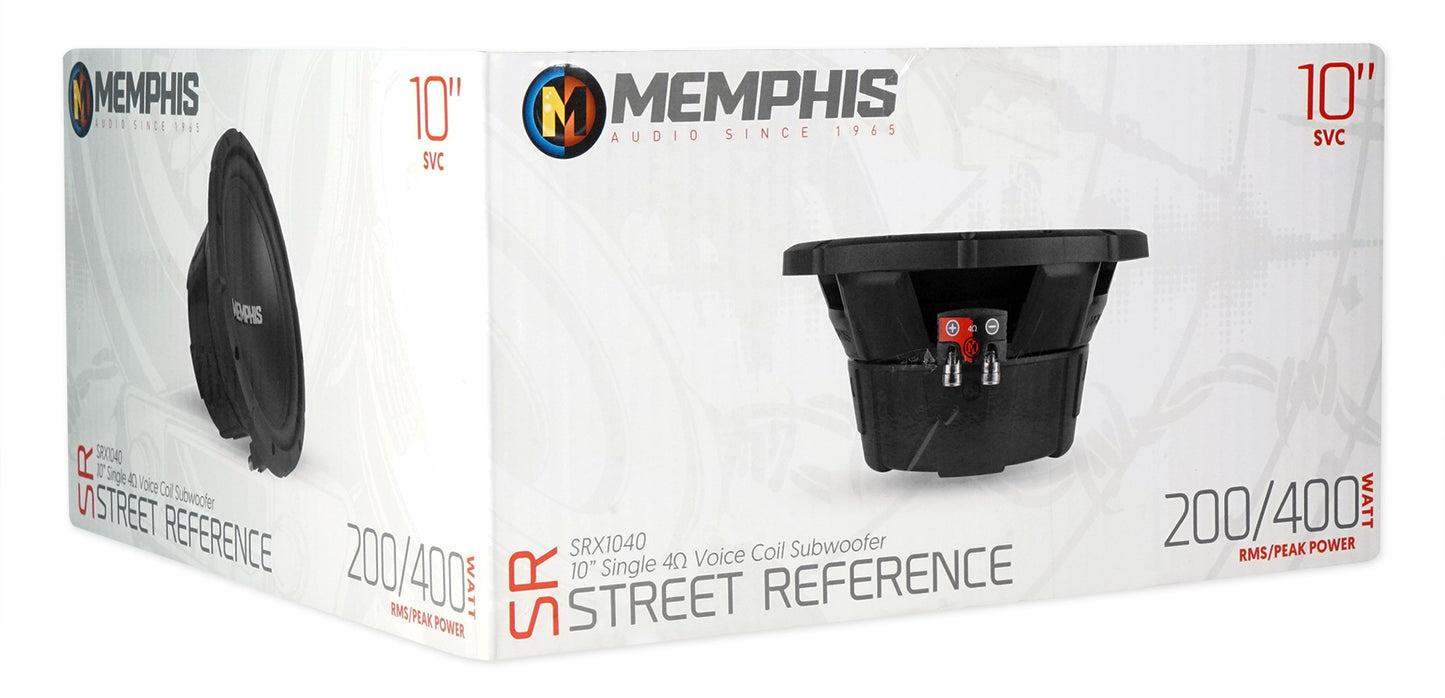 2) Memphis Audio SRX1040 10" 400 Watt SRX 4 Ohm Car Subwoofers+Amplifier+Amp Kit
