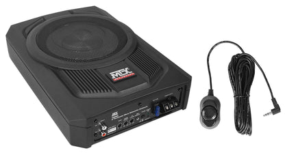 MTX TN8MS 8" 200w Slim Under-Seat Powered Car/Truck Subwoofer Sub+Remote+Amp Kit