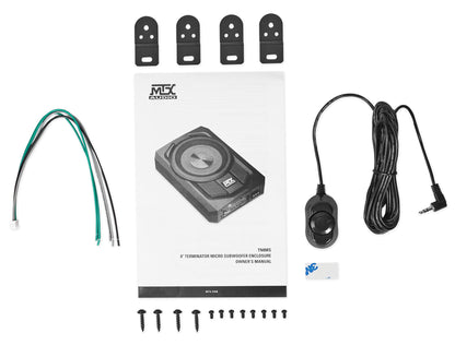 MTX TN8MS 8" 200w Slim Under-Seat Powered Car/Truck Subwoofer Sub+Remote+Amp Kit