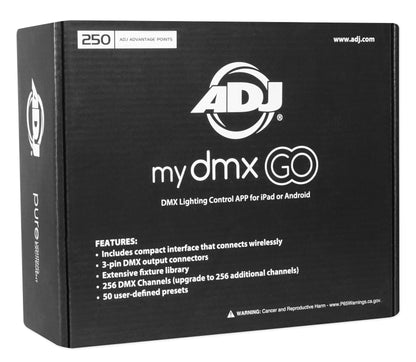 American DJ ADJ MYDMX GO Lighting Control App for iPad/Android Tablets+Fogger