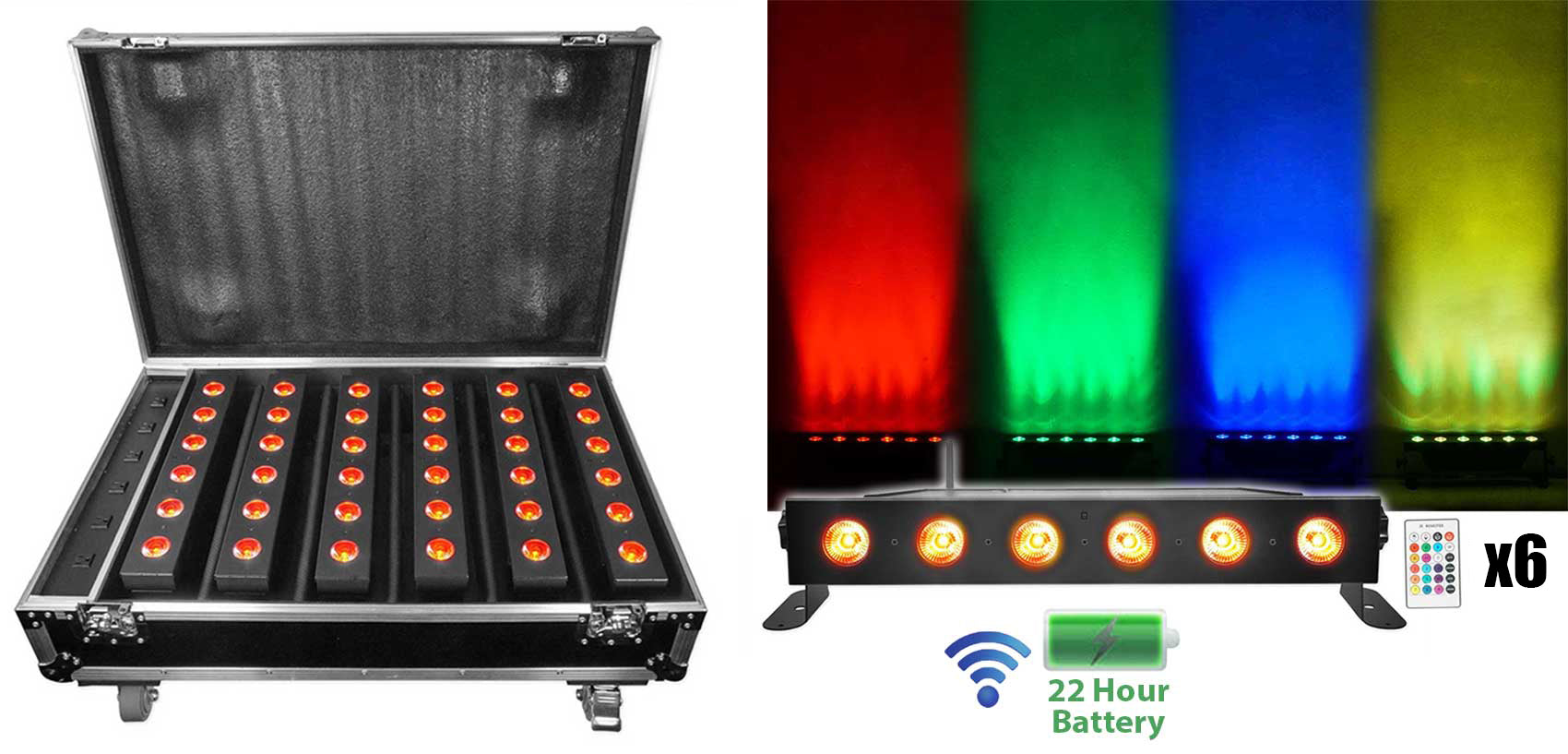 Best Strip 60 Black 6-Pack + ROCKFORCE W2 DMX Controller Bundle