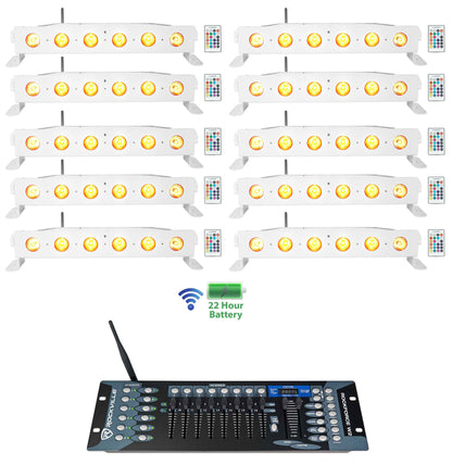BEST STRIP 60 White 10-Pack + ROCKFORCE W2 DMX Controller Bundle