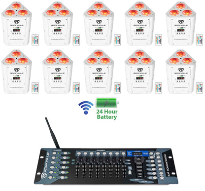 RockWedge LED White 10-Pack + ROCKFORCE W2 Controller Bundle