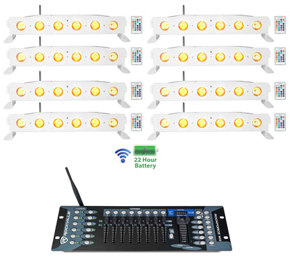 BEST STRIP 60 White 8-Pack + ROCKFORCE W2 DMX Controller Bundle