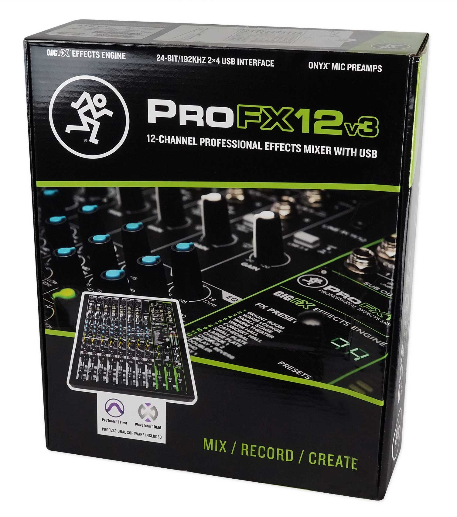 Mackie ProFX12v3 12-Channel Professional Effects Mixer w/USB+(3) Mics ProFX12 v3