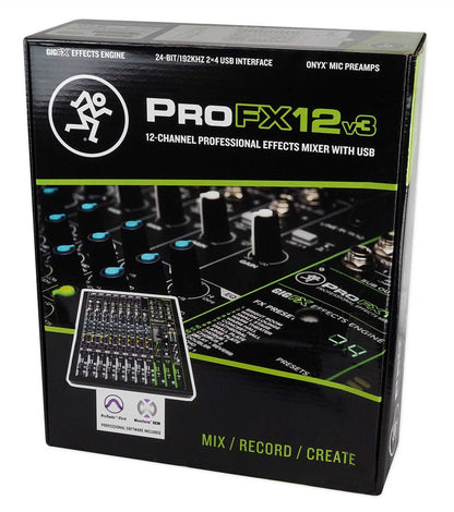 Mackie ProFX12v3 12-Channel Professional Effects Mixer w/USB+(3) Mics ProFX12 v3