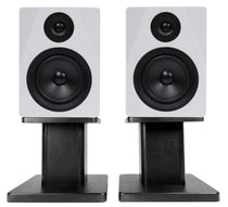 APM5W White Speakers + RHT8B Desktop Stands Bundle