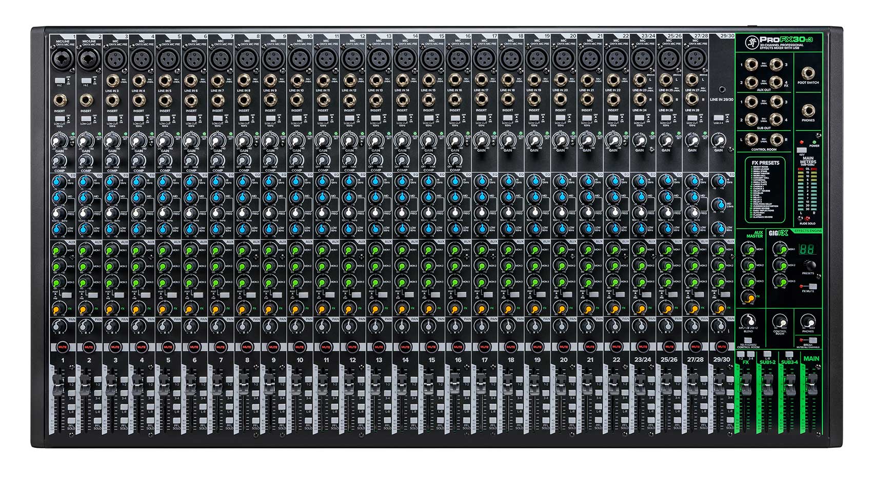 Mackie ProFX30v3 30-Channel 4-Bus Effects Mixer ProFX30 v3+50 Ft XLR Snake Cable