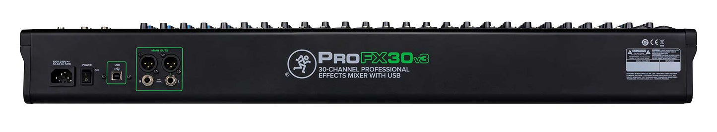 Mackie ProFX30v3 30-Channel 4-Bus Effects Mixer ProFX30 v3+50 Ft XLR Snake Cable