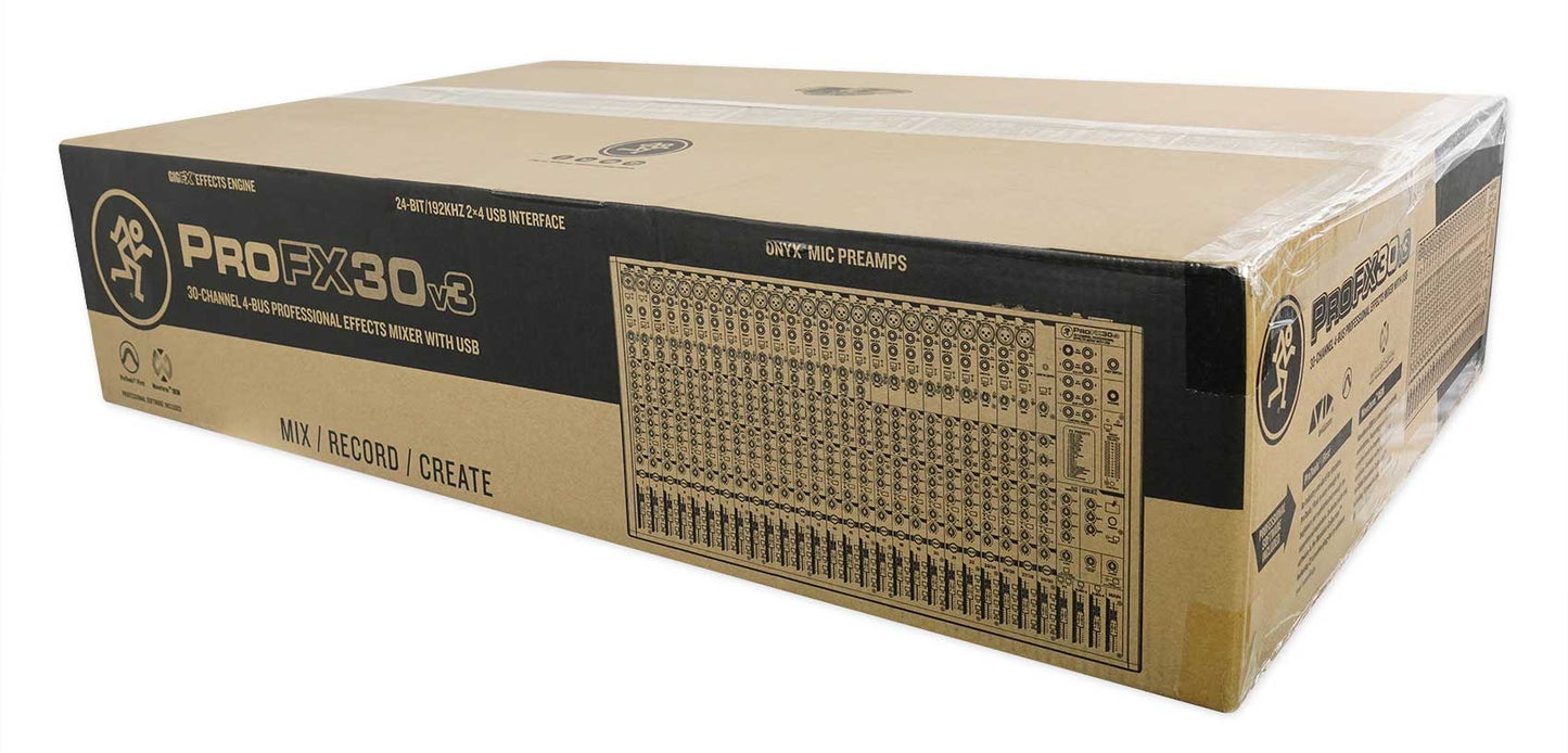 Mackie ProFX30v3 30-Channel 4-Bus Effects Mixer ProFX30 v3+50 Ft XLR Snake Cable