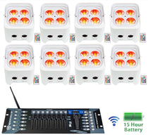 BEST PAR 50 White 8-Pack + ROCKFORCE W2 Controller Bundle