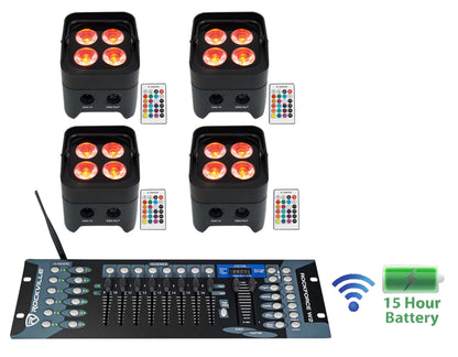 BEST PAR 50 4-Pack + ROCKFORCE W2 DMX Controller Bundle