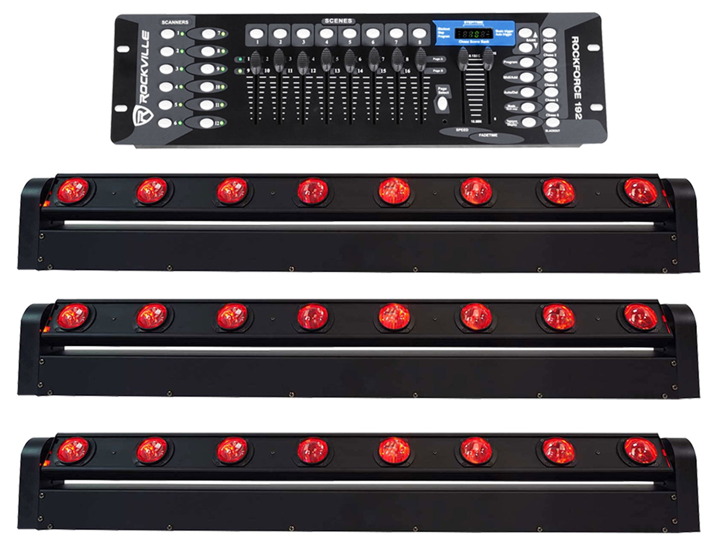 MOTIONSTRIP Light Bar 3-Pack + ROCKFORCE 192 DMX Controller Bundle