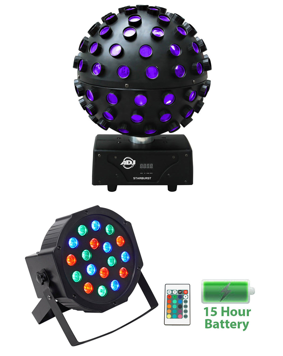 American DJ ADJ Starburst LED Sphere Shooting Beam Effect+Battery Par Light