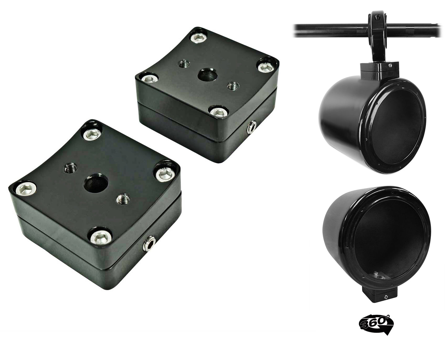 MAC69B Black 6x9" Tower Speaker Pods 2-Pack + MAC360B Swivel Clamps Bundle