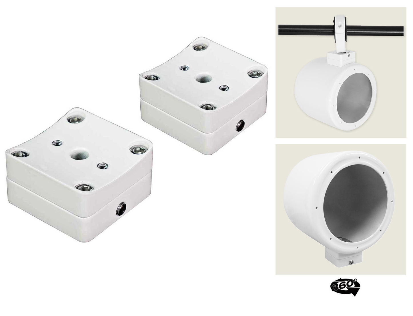 MAC525W White 5.25" Tower Speaker Pods 2-Pack + MAC360W Swivel Clamps Bundle