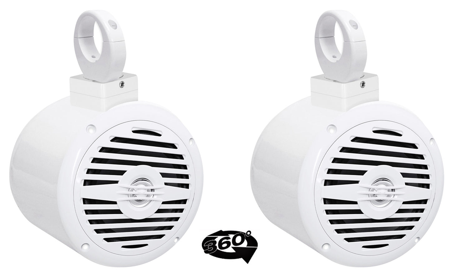 MAC525W White 5.25" Tower Speaker Pods 2-Pack + MAC360W Swivel Clamps Bundle