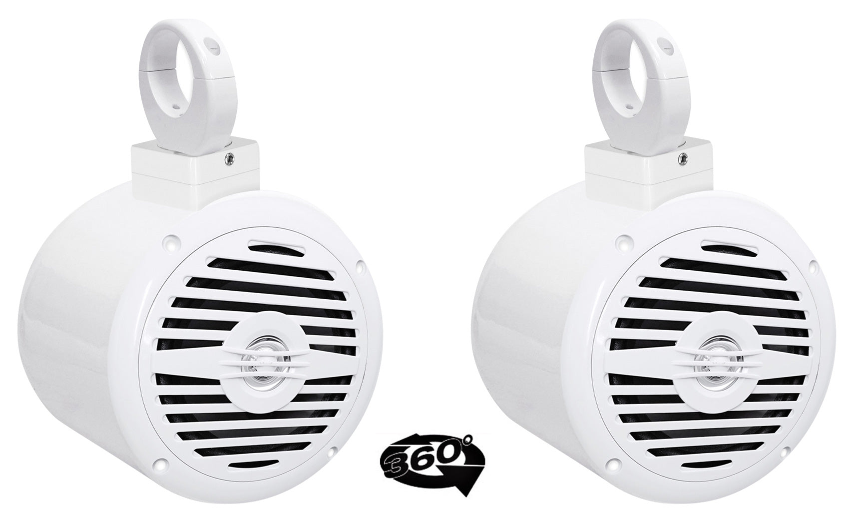 MAC525W White 5.25" Tower Speaker Pods 2-Pack + MAC360W Swivel Clamps Bundle